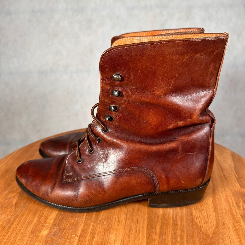 Joan & David vintage Lace Up Boots Women Size 8 Brown Good Leather Victorian - Picture 9 of 14
